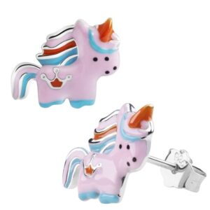 Kolczyki Jednorożce Emaliowane Srebro pr. 925