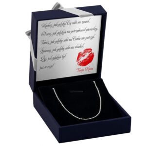 Łańcuszek srebrny kulka 925, 55 cm Dedykacja