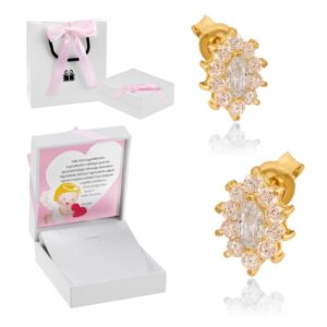 Kolczyki z cyrkoniami złoto próba 585 Dedykacja