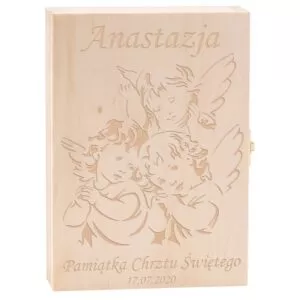 Pudełko drewniane naturalne na sztućce z Grawerem