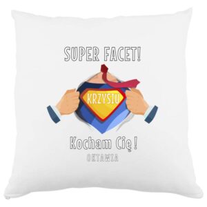 Poduszka z nadrukiem na Dzień Chłopaka, satyna - Super Bohater! 37x37