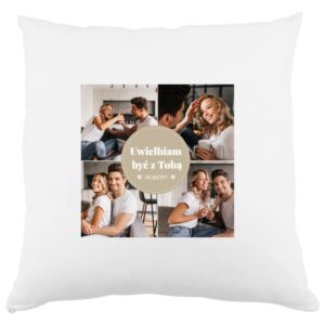 Poduszka z nadrukiem na Dzień Chłopaka, satyna - Kolaż zdjęć 37x37