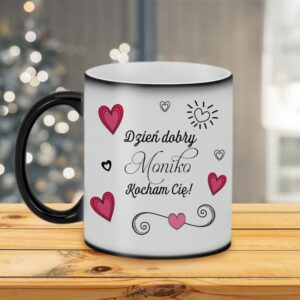 Kubek na kawę magiczny / Dzień dobry, kocham Cię! / 330 ml / Prezent na walentynki