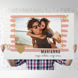 Obraz na płótnie ze zdjęciami / Moja miłość, moje serce / Prezent na walentynki / 40x60 cm