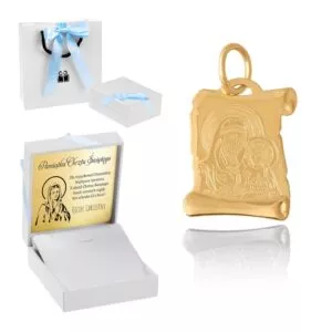 Złoty medalik / pr. 585 / Własna dedykacja / Prezent na Chrzest dla Chłopca / Pamiątka Chrztu / Medalik Matka Boska