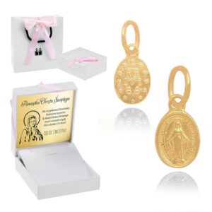 Złoty cudowny medalik / Złoto pr. 585 / Własna dedykacja / Pamiątka Chrztu dla dziewczynki / Prezent na Komunię