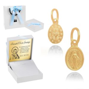 Medalik na Chrzest / Medalik z Maryją / Złoto pr. 585 / Własna dedykacja / Ozdobne pudełeczko / Prezent dla Chrześniaka