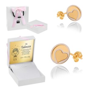 Złote kolczyki / Złoto pr. 585 / Kolczyki dla Dziewczynki / Własna dedykacja / Prezent na roczek dla Dziewczynki