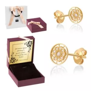 Złote Kolczyki / pr. 585 / Biżuteria z dedykacją / Kolczyki kwiatki / Prezent dla Niej / Delikatne kolczyki