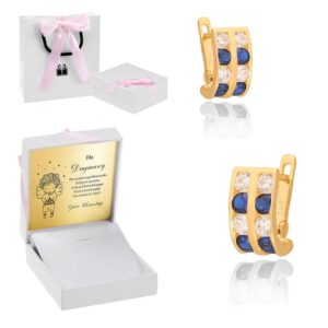 Kolczyki ze złota / pr. 585 / Kolczynki dla Dziewczynki / Ozdobne kamienie / Prezent na Komunię dla Dziewczynki / Złoto