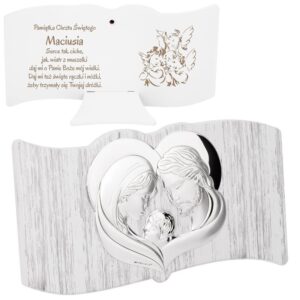 Srebrny Obrazek/ Św. Rodzina/ Pamiątka Ślubu/ Rocznicy/ Grawer/13.3 cm x 25 cm