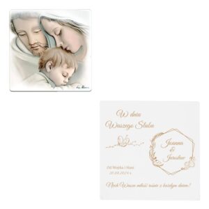 Obrazek Św. Rodzina/Ręcznie Malowany/Pamiątka Ślubu/ Rocznicy/Grawer /12cmx12cm