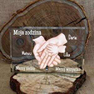 Szklana statuetka ramka z kolorowym nadrukiem – wyjątkowy prezent dla rodziny