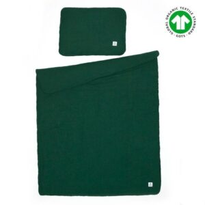 Muślinowa pościel do łóżeczka | 75x100 cm | kolor butelkowa zieleń