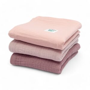 Pieluszki muślinowe różowe | 50x50 cm | 3 szt | różowy - pudrowy róż - brudny liliowy