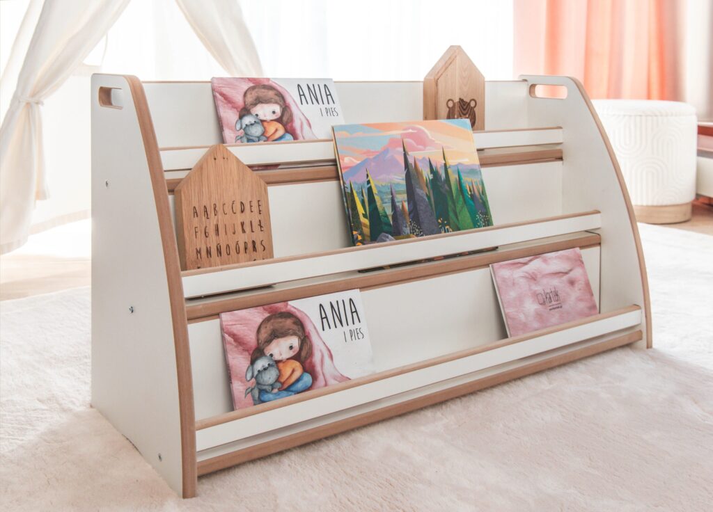 Biblioteczka Montessori / Regał półka organizer na książki dla dzieci L GUGI do pokoju dziecięcego