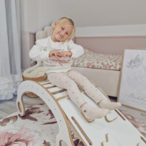 Bujak Montessori XL Drewniany + ścianka wspinaczkowa/zjeżdzalnia