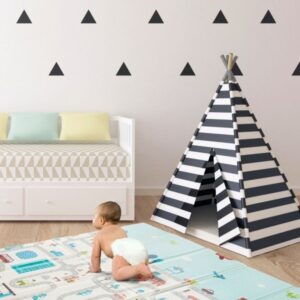 Dwustronna mata piankowa XXL - 200 x 180 x 1 cm - składana (góry i droga)