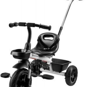 Rowerek trójkołowy TOBI VECTOR - kolor szary - wiecznie pompowane koła + pchacz