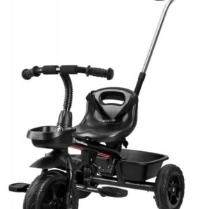 Rowerek trójkołowy TOBI VECTOR - kolor czarny - wiecznie pompowane koła + pchacz