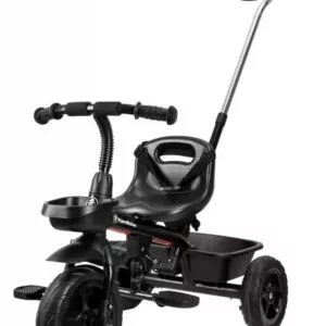 Rowerek trójkołowy TOBI VECTOR - kolor czarny - wiecznie pompowane koła + pchacz