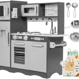 Kuchnia drewniana XXL z oświetleniem LED, fartuszkiem i akcesoriami