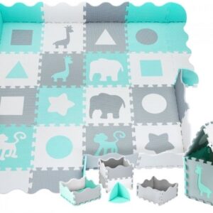 Mata puzzle XL 150 x 150 x 1 cm - z obrzeżem - pianka EVA - zielona