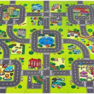 Mata edukacyjna piankowe puzzle 90 x 90 x 1cm - pianka EVA - wzór: miasto drogi ulice