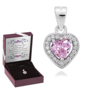 Srebrny Wisiorek Serce Z Cyrkoniami I Dedykacją