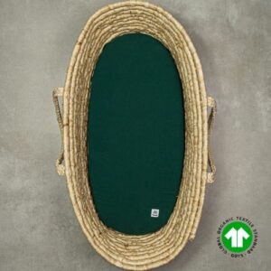 Prześcieradło muślinowe do gondoli 100% bawełna | GOTS | 40x80 cm | butelkowa zieleń