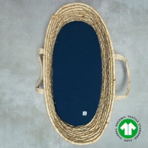 Bawełniane prześcieradło do kosza mojżesza i gondoli | 40x80 cm | granatowe