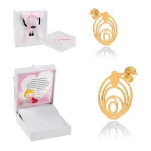 Złote kolczyki / Kolczyki na prezent dla dziewczynki / Złoto pr. 585 / Własna dedykacja / Pamiątka Chrztu / Komunia