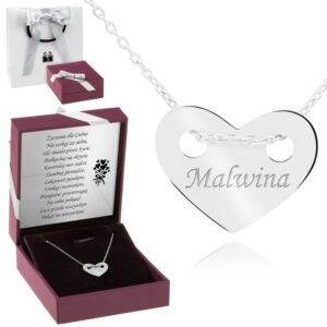 Srebrny Naszyjnik pr. 925 z zawieszka serce 44,5 cm Grawer i Dedykacja