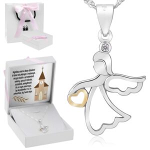 Srebrny wisiorek Aniołek Srebro 925 Pamiątka z dedykacją na Chrzest