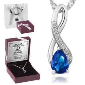 Wisiorek niebieska Cyrkonia Nieskończoność srebro pr. 925 Prezent Dedykacja