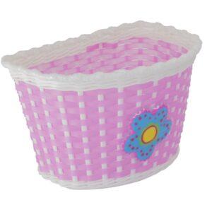 Koszyk plastikowy biało-różowy z kwiatkiem BSO1-8 - Oficjalny Sklep Romet