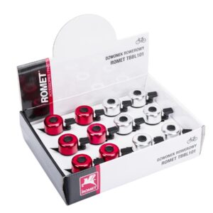 Dzwonek mod.101 alum."ding-dong" kolor srebrny/czerwony / BOX=12 szt./ - Oficjalny Sklep Romet