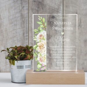 Personalizowana ramka LED z nadrukiem – podziękowanie dla świadkowej
