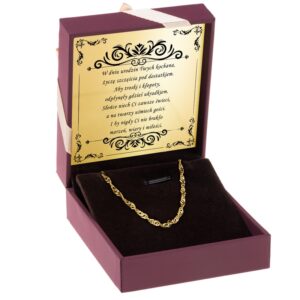 Złoty łańcuszek / pr. 585 / Dedykacja / Splot Singapur / 45 cm / Prezent na Urodziny / Prezent na Rocznicę / Zestaw
