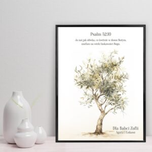 Obraz religijny w ramie 40x30 cm – Plakat z cytatem biblijnym + aluminiowa ramka ze szkłem