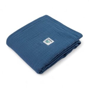 Cienka kołderka dziecięca do gondoli i wózka muślinowa | kocyk | 60x75 cm | jeansowy