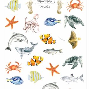 Tatuaże zmywalne dla dzieci Zwierzęta mórz i oceanów