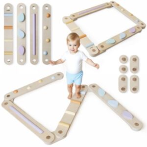 Duża drewniana ścieżka sensoryczna - tor balansowy - 9 elementów