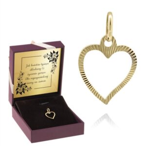 Złoty Wisiorek wycięte serce pr. 585 Dedykacja