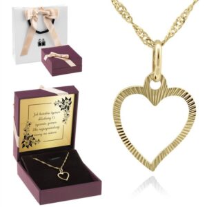 Złoty Wisiorek wycięte serce pr. 585 Dedykacja