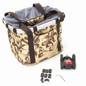 Koszyk na kierownicę z materiału HB-144/KLIP/ 330X270X260 mm brązowo-beżowy - Oficjalny Sklep Romet