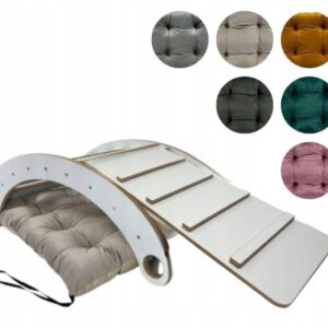 Bujak Montessori DREWNIANY + Zjeżdżalnia/Drabinka + Poduszka welurowa CE