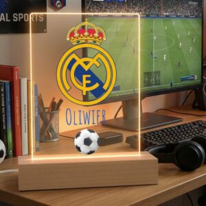 Personalizowana lampka LED „Piłka nożna – Real Madryt” z imieniem