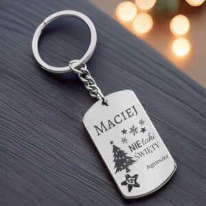 Brelok breloczek do kluczy Nieśmiertelnik z gwiazdką z Grawerem Prezent na Święta dla chłopaka taty