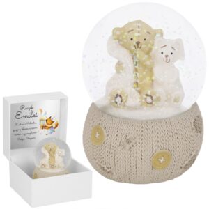 Miś w kuli śnieżnej / Prezent na chrzest z dedykacją / Pamiątka na roczek